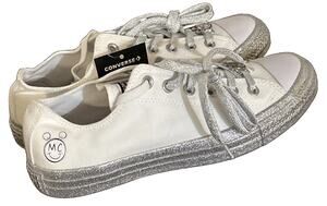 Converse Chuck Taylor All Star Lo X Miley Cyrus White Silver Sneaker W9.5 M7.5